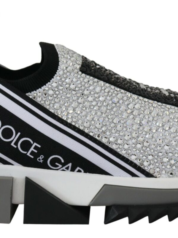 Dolce & Gabbana Silver Rhinestones Sorrento Sneakers Shoes