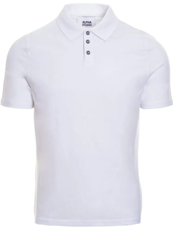 Alpha Studio White Cotton Polo Shirt
