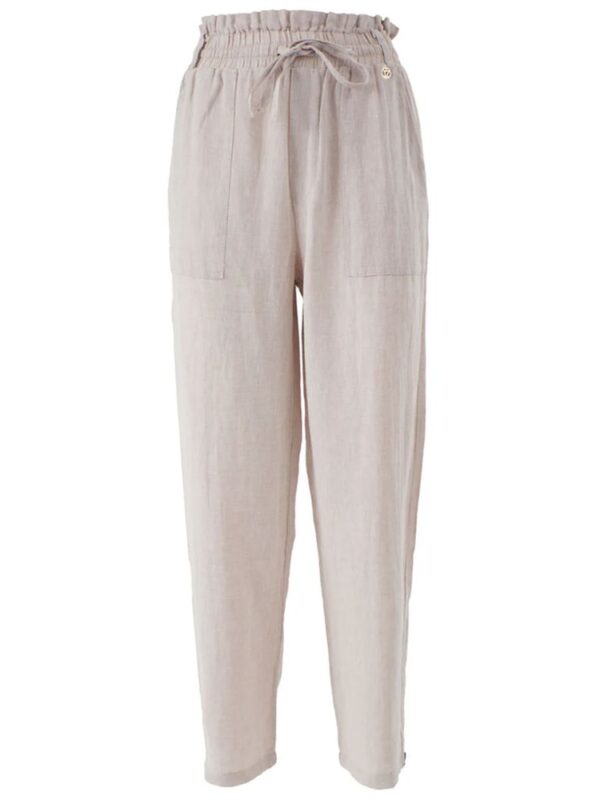 Yes Zee Beige Linen Jeans & Pant
