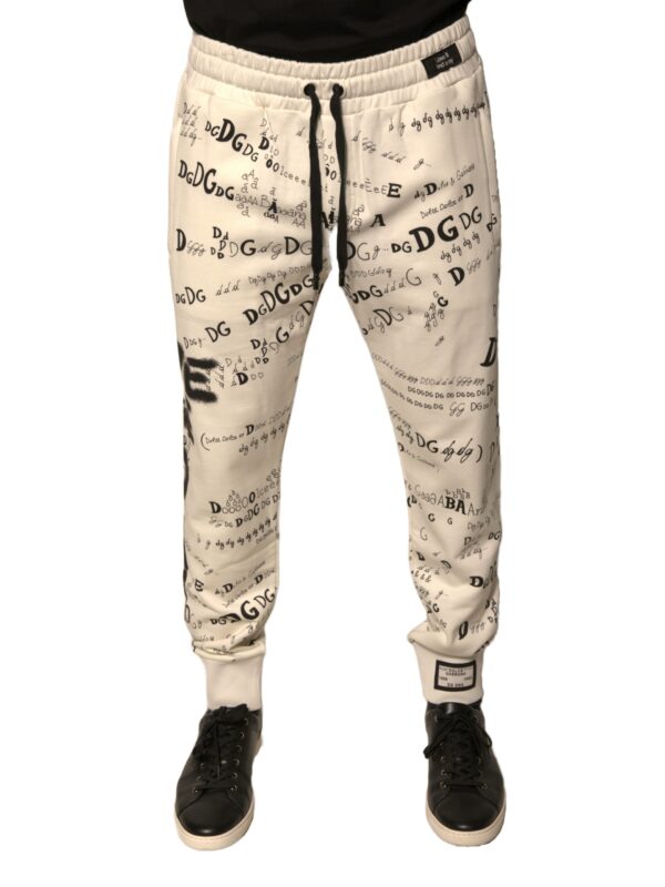 Dolce & Gabbana White Printed Cotton Jogger Sweatpants Pants
