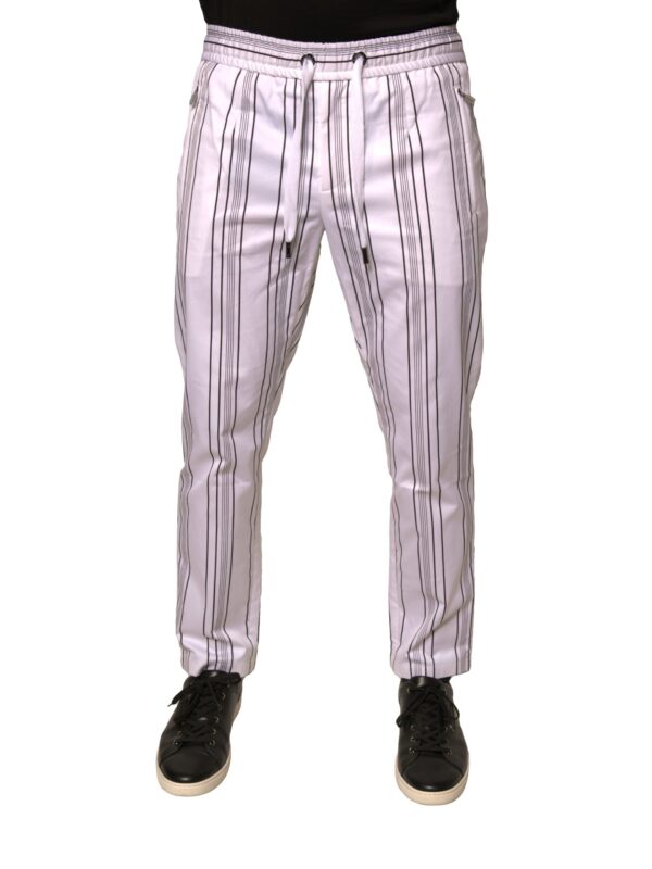 Dolce & Gabbana White Stripe Cotton Dress Skinny Pants