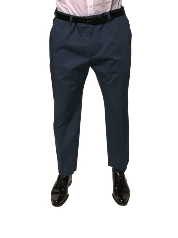 Dolce & Gabbana Blue Cotton Men Skinny Dress Pants