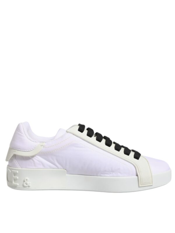 Dolce & Gabbana White Nylon Leather Low Top Sneakers Shoes
