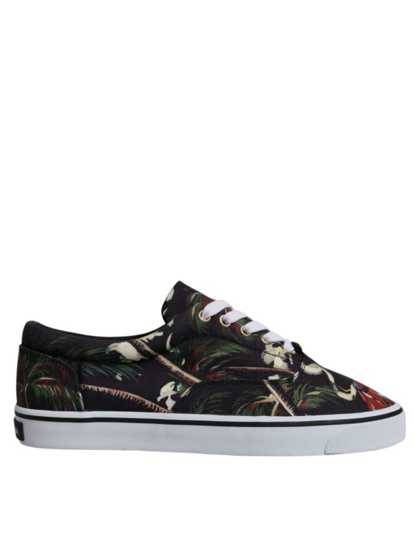 Dolce & Gabbana Black Tropical Print Low Top Sneakers Shoes