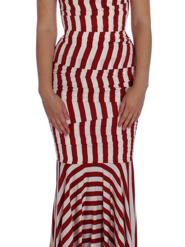 Dolce & Gabbana Red White Silk Stretch Dress