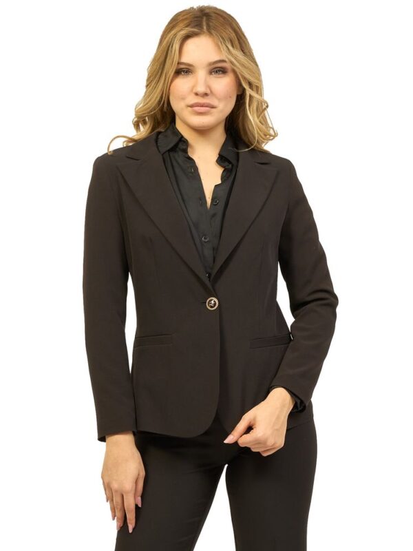 Yes Zee Black Polyester Suits & Blazer