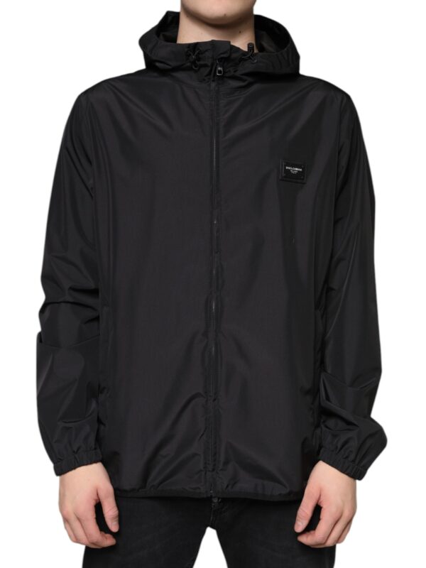 Dolce & Gabbana Black Polyester Hooded Men Full Zip Jacket