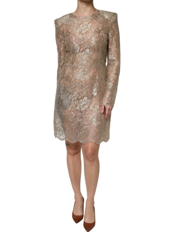 Dolce & Gabbana Gold Floral Lace A-line Sheath Mini Dress