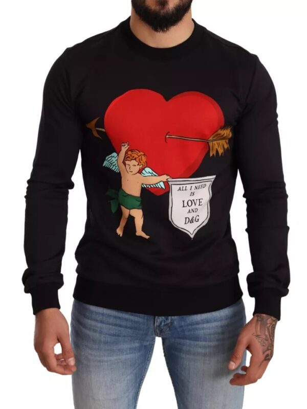 Dolce & Gabbana Black Cupid Print Hoodie Sweatshirt Sweater