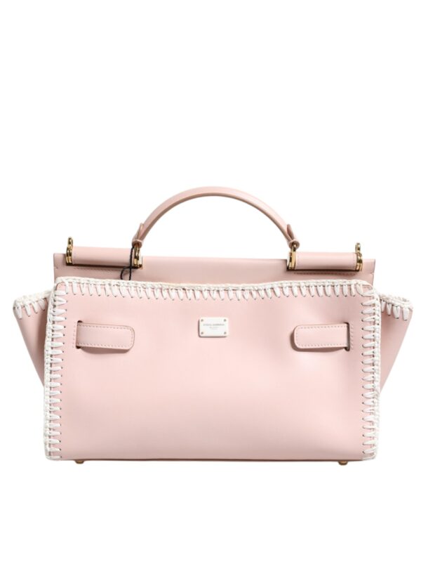 Dolce & Gabbana Light Pink Logo Plaque Soft Leather Strap Crossbody Bag