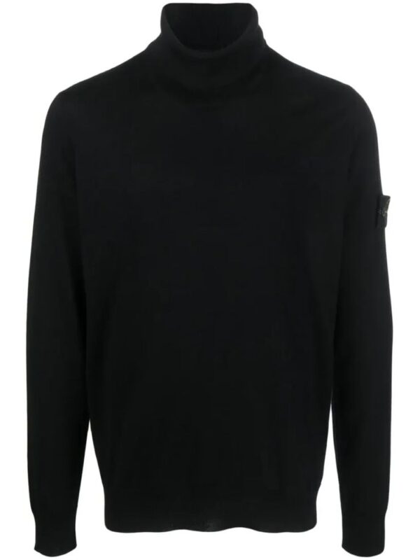 Stone Island Black Wool Men Sweater