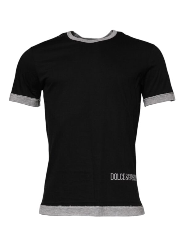 Dolce & Gabbana Black Logo Cotton Crew Neck Men Tee T-shirt