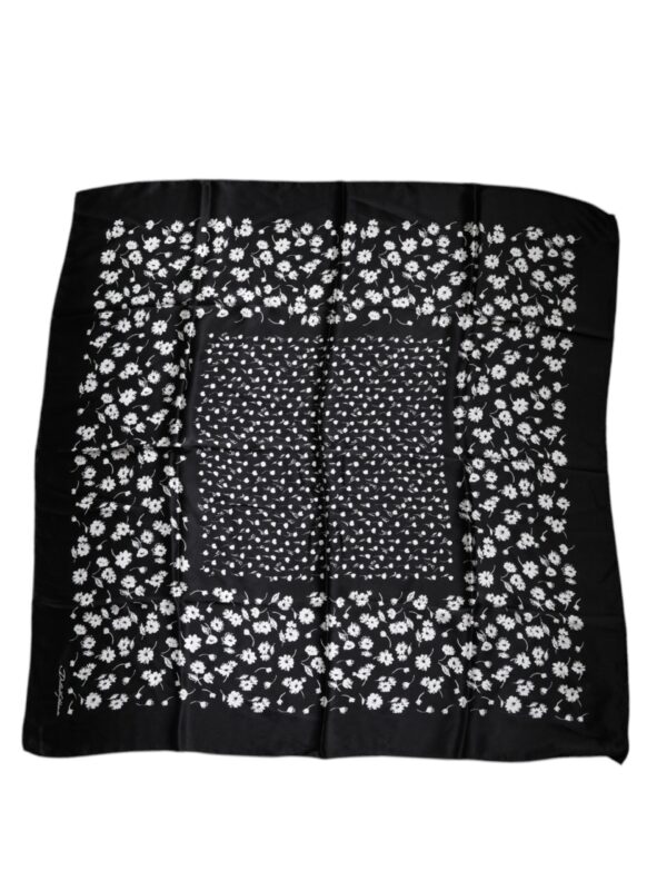 Dolce & Gabbana Black Floral Silk Square Wrap Shawl Scarf