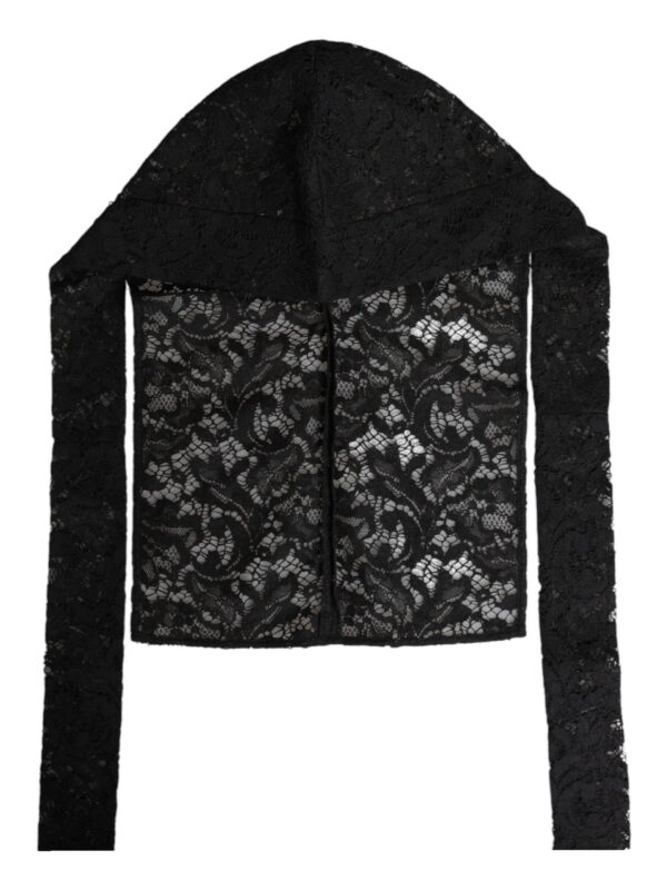 Dolce & Gabbana Black Floral Lace Whole Head Wrap Hat