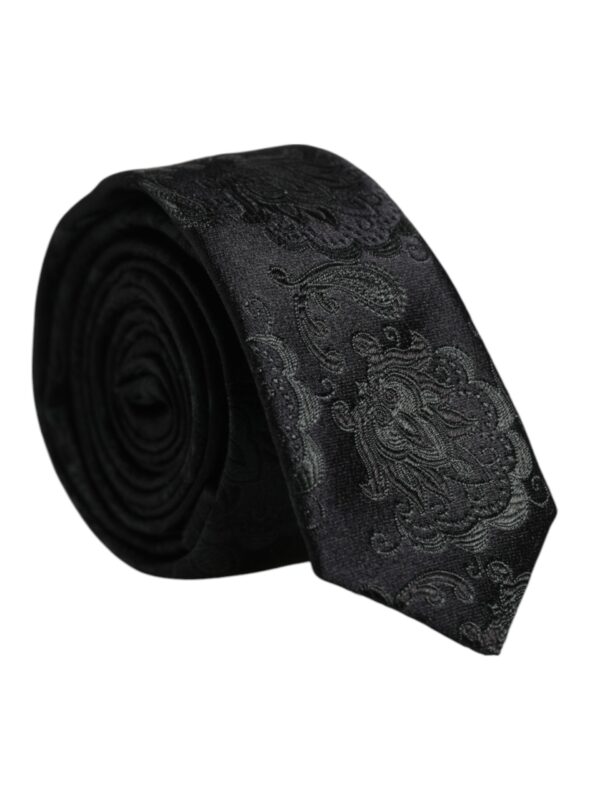 Dolce & Gabbana Dark Green Floral Silk Adjustable Necktie Tie