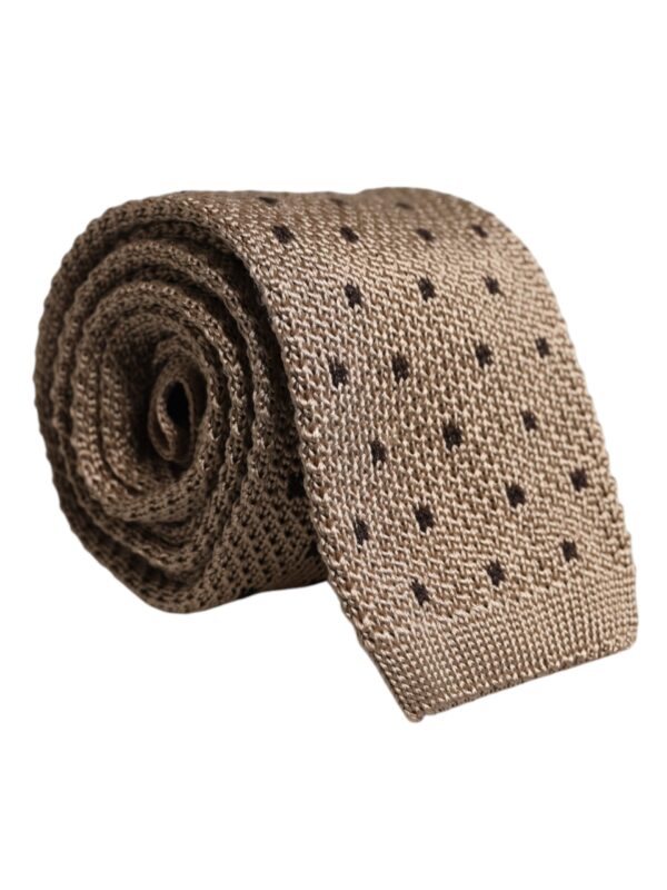 Dolce & Gabbana Beige Polka Dot Silk Adjustable Necktie Tie
