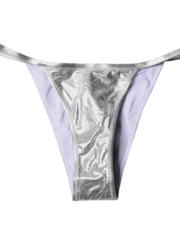 Dolce & Gabbana Silver Polyester Beachwear Bikini Bottom Swimwear