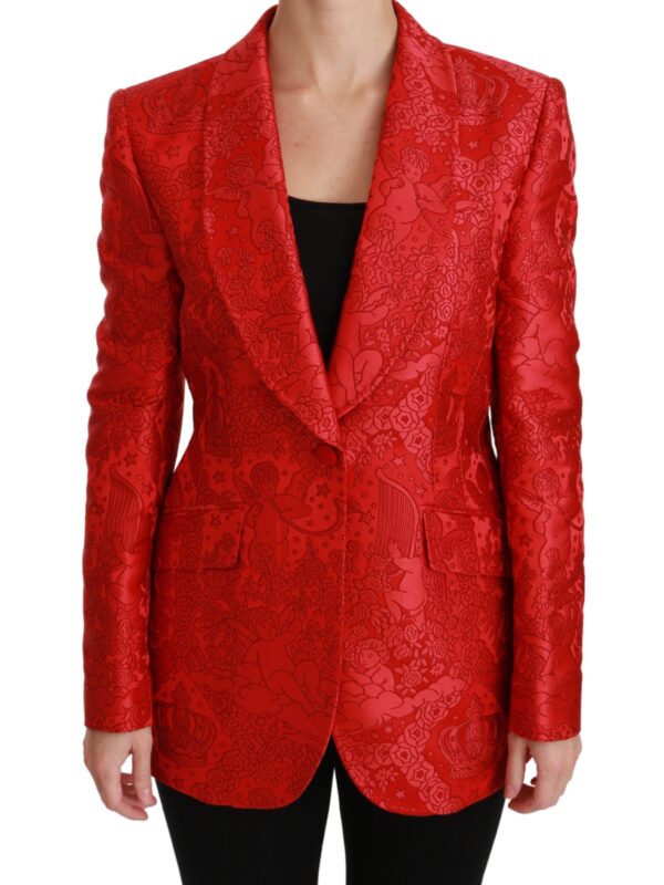 Dolce & Gabbana Red Floral Angel Blazer Coat Jacket