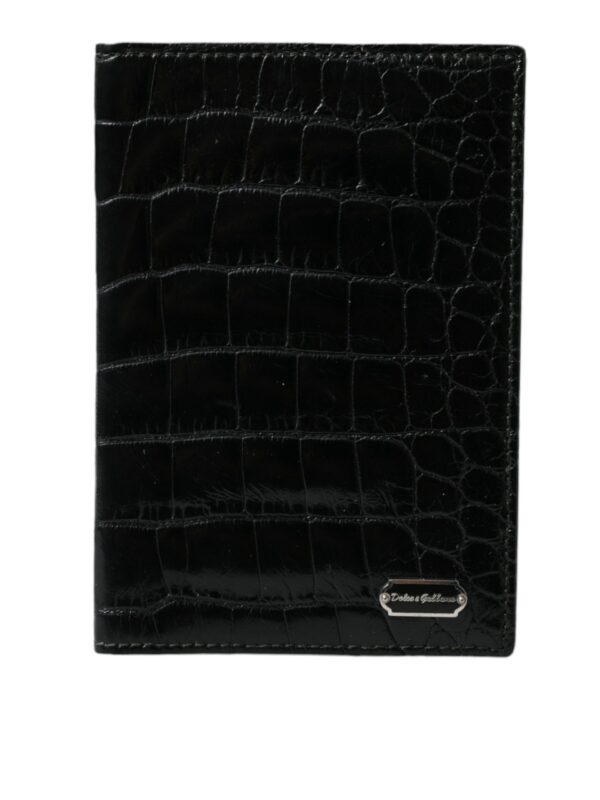 Dolce & Gabbana Black Exotic Skin Leather Long Bifold Passport Holder