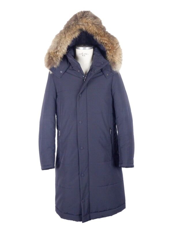 Made in Italy Blue Wool Men's Raincoat