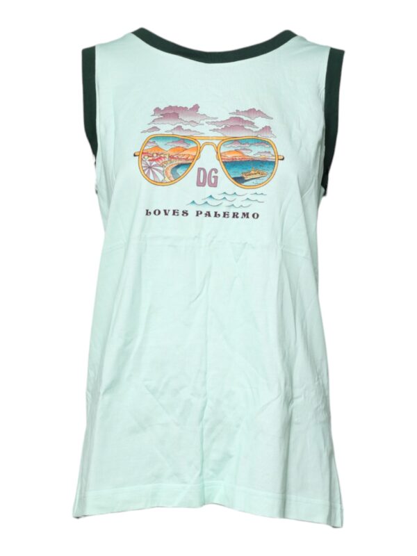 Dolce & Gabbana Light Green Graphic Print Sleeveless Tank T-shirt