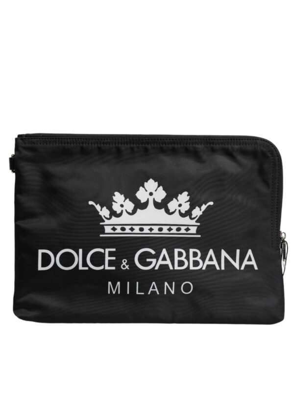 Dolce & Gabbana Black DG Milano Print Nylon Pouch Clutch Bag