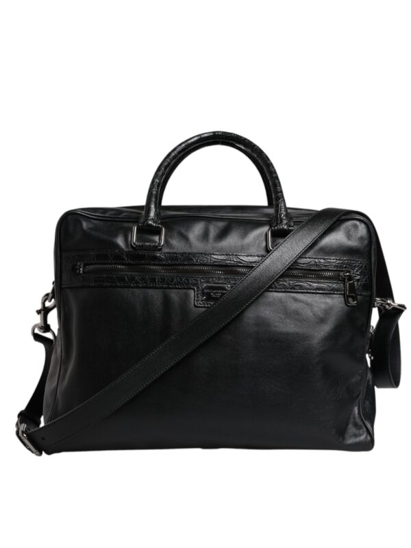 Dolce & Gabbana Black Leather Messenger Shoulder Strap Bag
