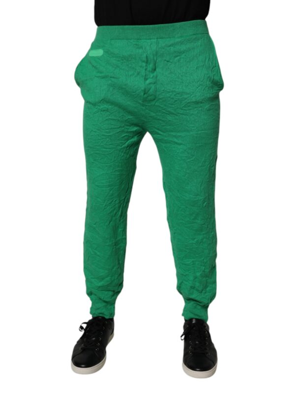 Dsquared² Green Cotton Elastic Waist Men Casual Pants