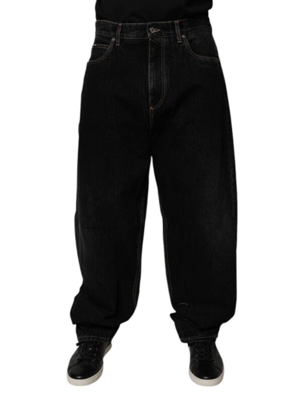 Dolce & Gabbana Black Cotton Mid Waist Wide Leg Denim Jeans