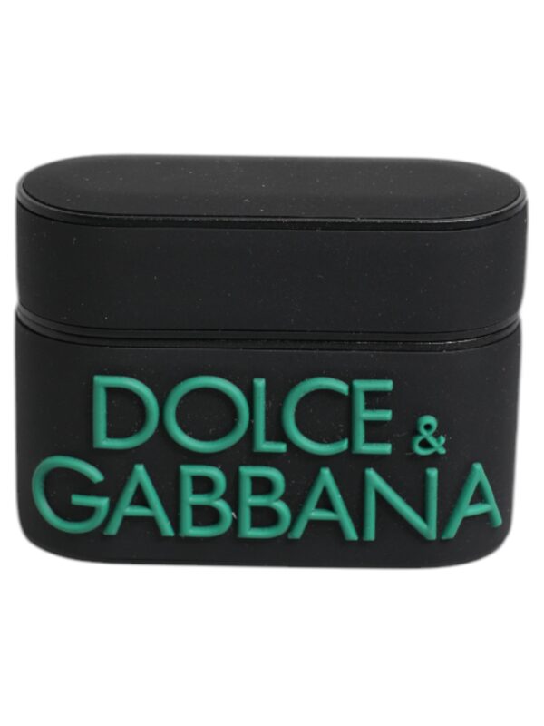 Dolce & Gabbana Black Orange Silicone Embossed Logo Airpods Case