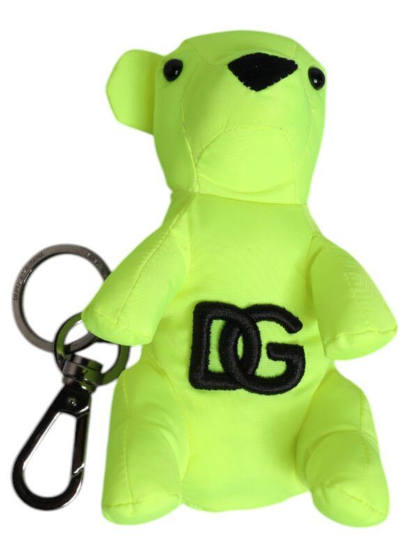 Dolce & Gabbana Green Bear Embroidered Logo Keychain Clasp Keyring