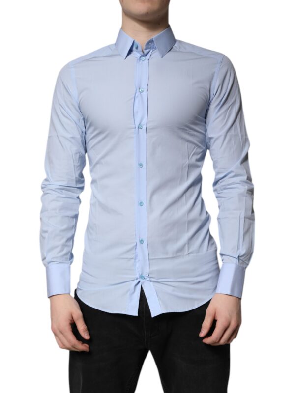 Dolce & Gabbana Light Blue Cotton GOLD Dress Formal Shirt