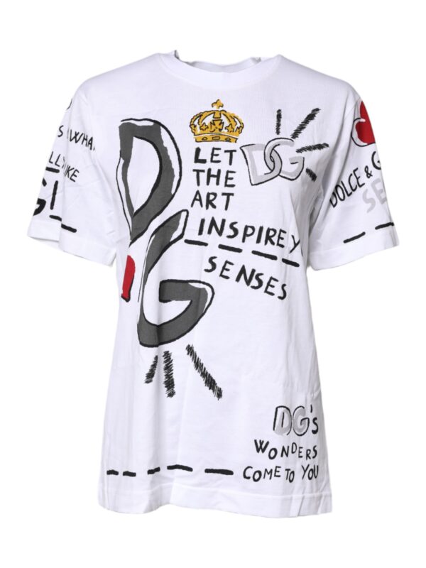 Dolce & Gabbana White Short-Sleeved Printed Jersey T-shirt