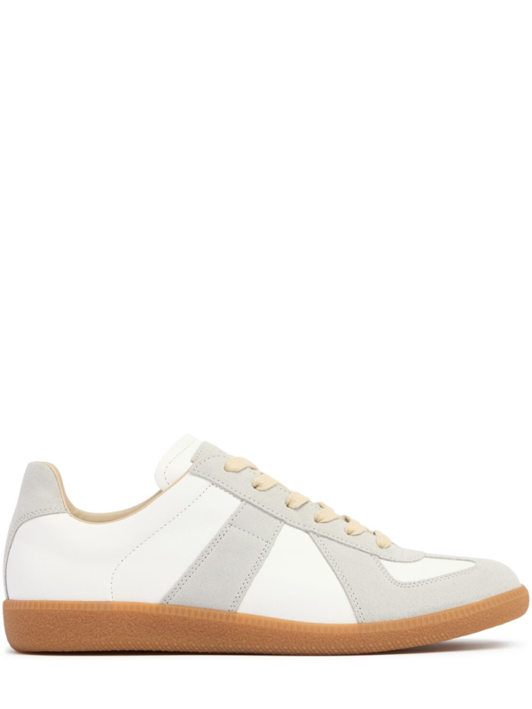 Maison Margiela Low Featherlight Leather And Suede Sneakers