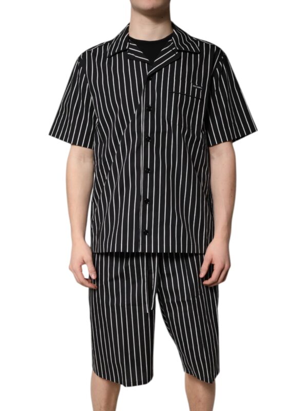 Dolce & Gabbana Black White Stripes Cotton Men Pajama Set Sleepwear