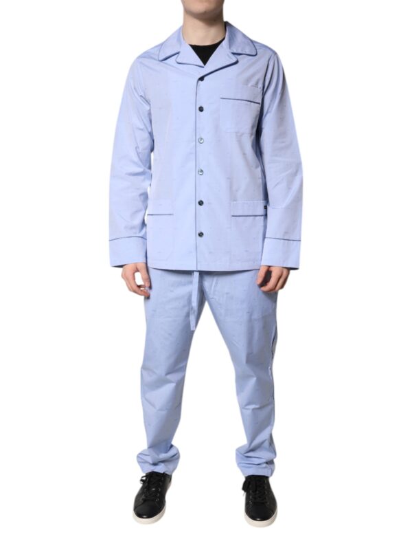 Dolce & Gabbana Light Blue DG Logo Cotton Men Pajama Set Sleepwear