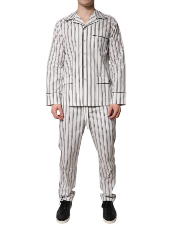 Dolce & Gabbana White Black Stripes Cotton Men Pajama Set Sleepwear