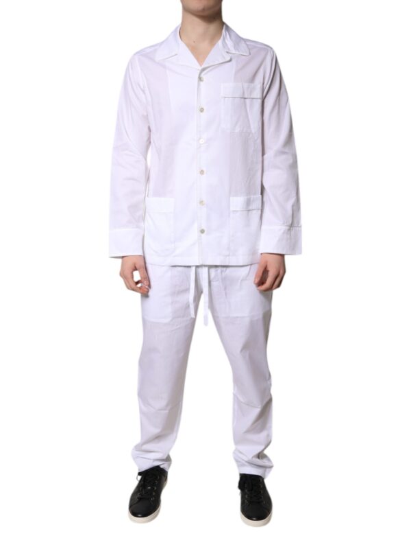 Dolce & Gabbana White Cotton Shirt Pants Pajama Set Sleepwear