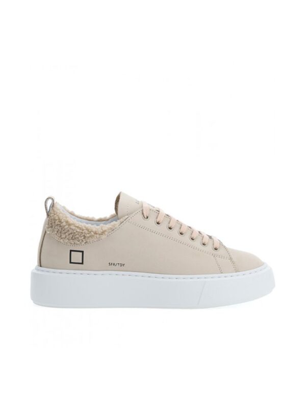 D.A.T.E Beige Leather Sneaker