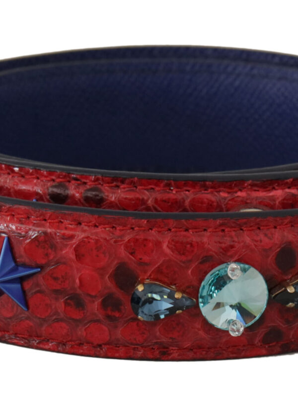 Dolce & Gabbana Red Exotic Leather Crystals Shoulder Strap