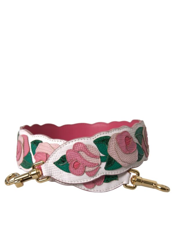 Dolce & Gabbana White Floral Leather Accessory Shoulder Strap
