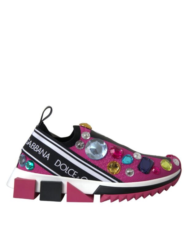 Dolce & Gabbana Pink Sorrento Crystals Sneakers Shoes