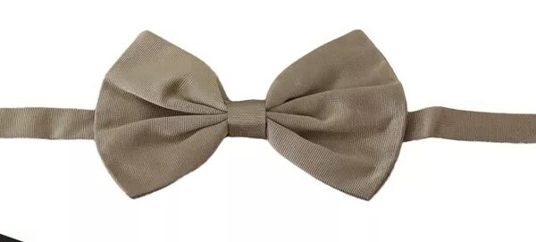 Dolce & Gabbana Silver Gray Silk Adjustable Neck Bow Tie