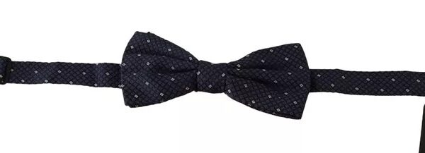 Dolce & Gabbana Blue Patterned Silk Adjustable Neck Bow Tie Men