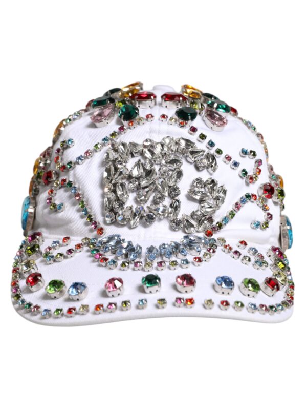 Dolce & Gabbana White Multicolor Crystal Embellish Baseball Cap
