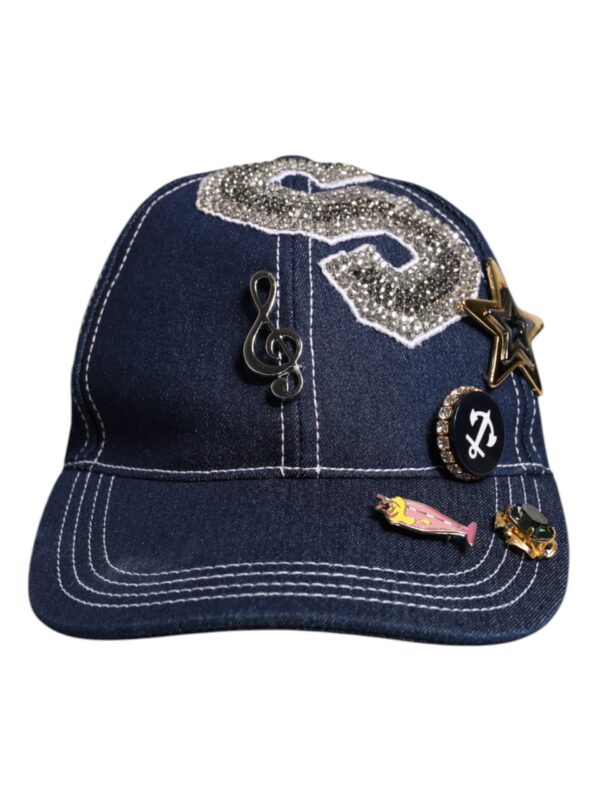 Dolce & Gabbana Blue Crystal Embellishment Baseball Cap