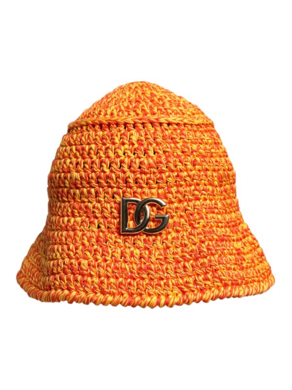 Dolce & Gabbana Orange Cotton Crochet DG Logo Bucket Hat