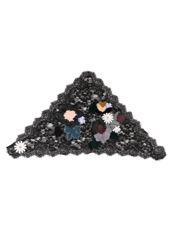 Dolce & Gabbana Black Lace Floral Applique Cotton Veil Hat
