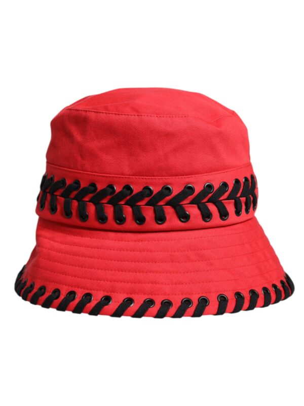 Dolce & Gabbana Red Lace Polyester Wide Brim Bucket Hat