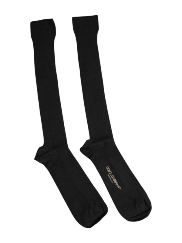 Dolce & Gabbana Black Viscose Logo Over The Calf Socks